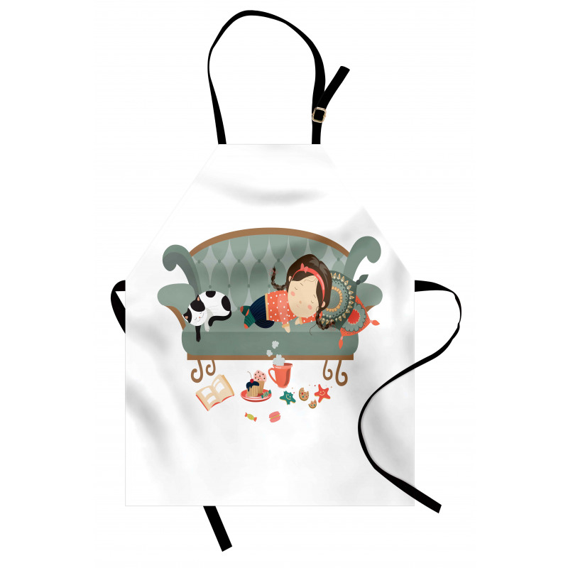 Sleeping Girl with Cat Apron