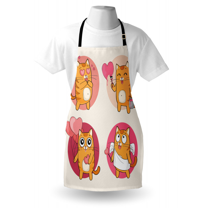 Romantic Kitten in Love Apron