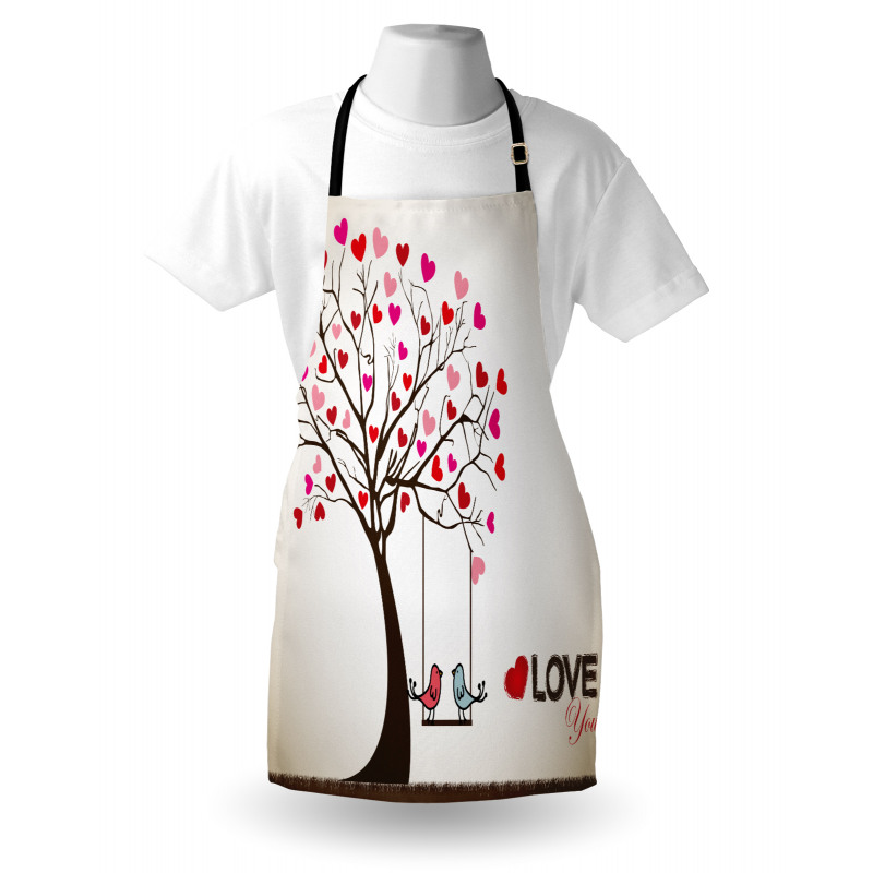 Heart Tree Birds on Swing Apron