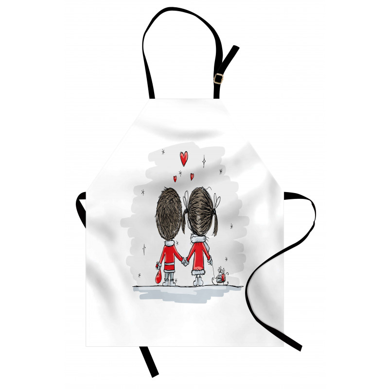 Couple Cartoon Art Style Apron