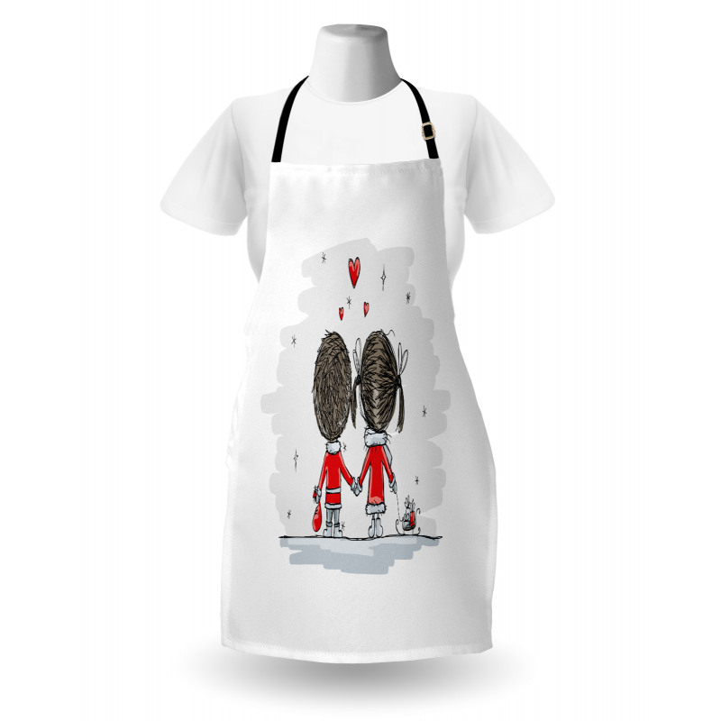 Couple Cartoon Art Style Apron