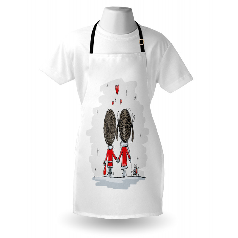 Couple Cartoon Art Style Apron