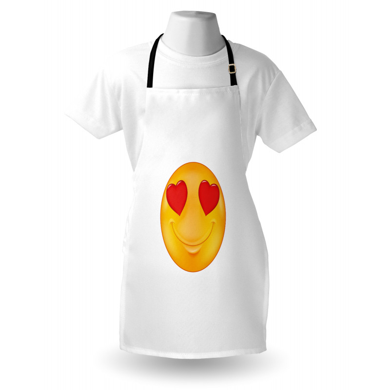 Cartoon Smiley Face Heart Apron