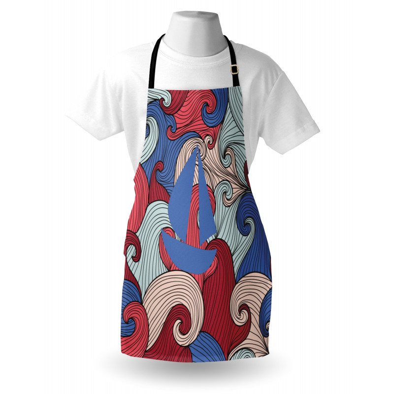 Blue Boat Silhouette Apron