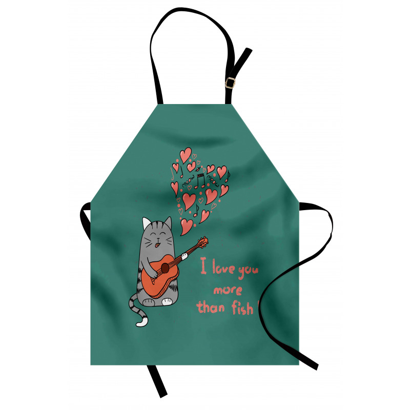 Cartoon Cat Sings Apron