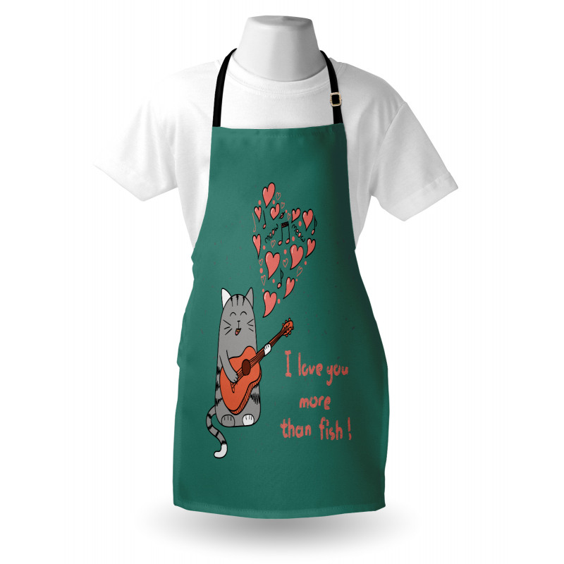 Cartoon Cat Sings Apron