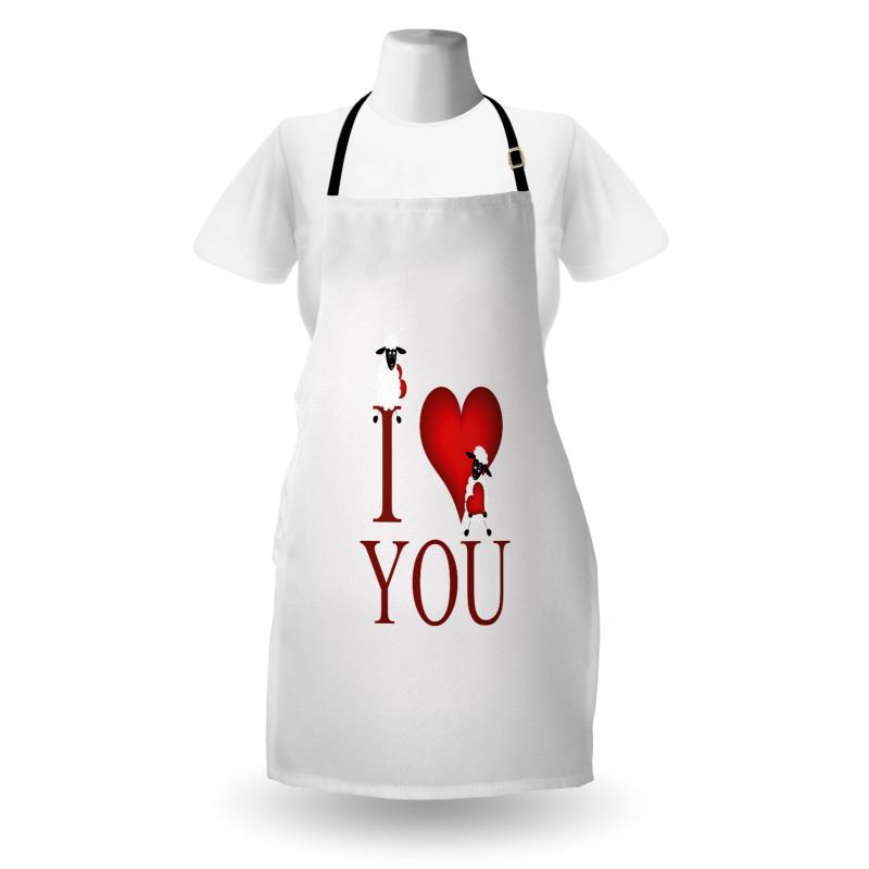 Sheep and Red Heart Apron