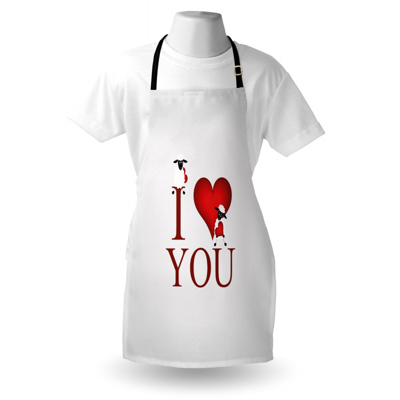 Sheep and Red Heart Apron