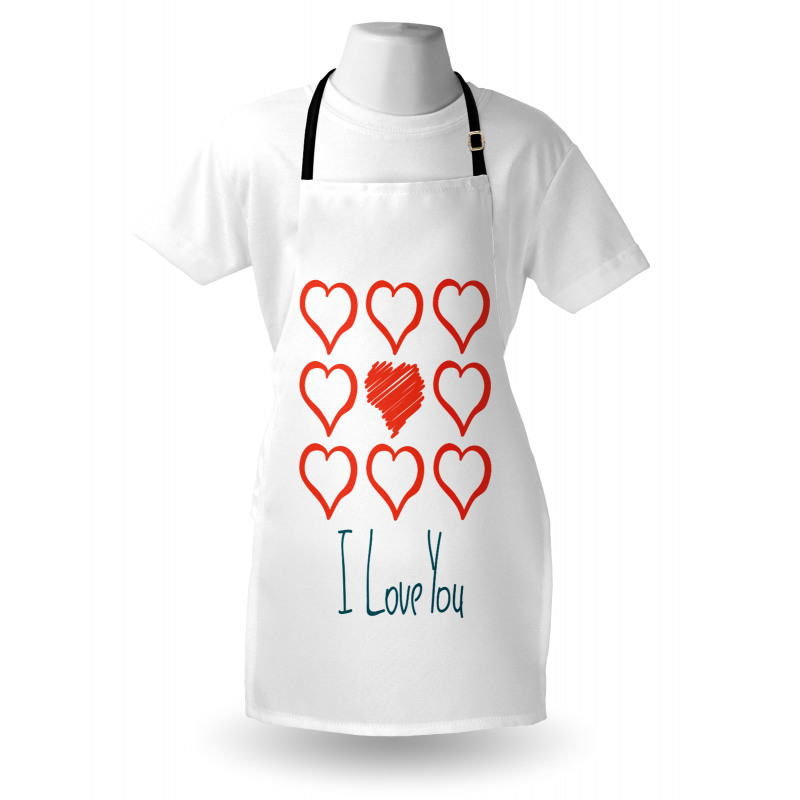 Scribble Red Hearts Apron