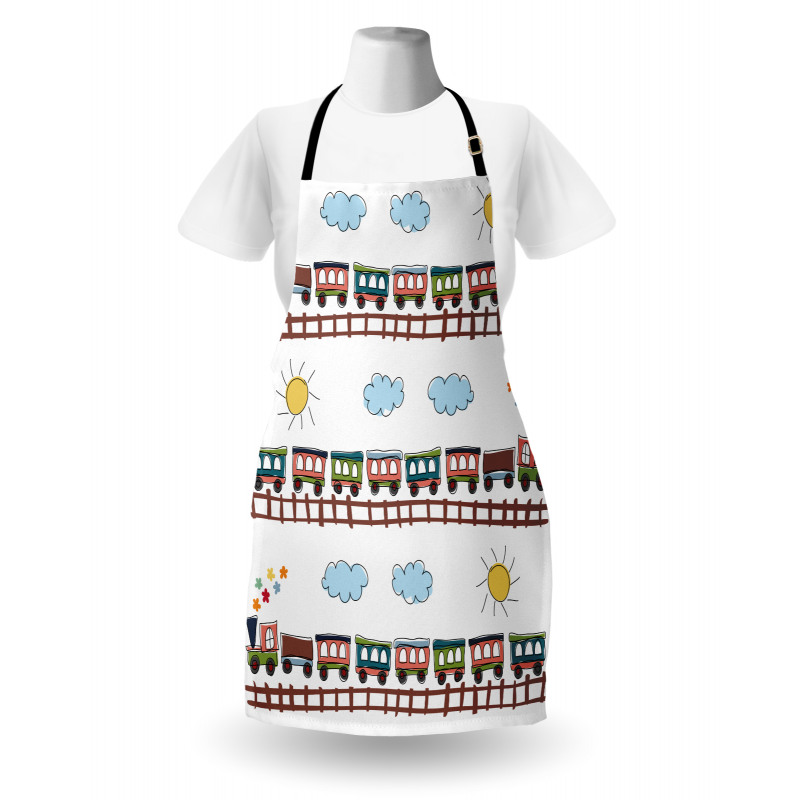 Cartoon Train Tracklines Apron