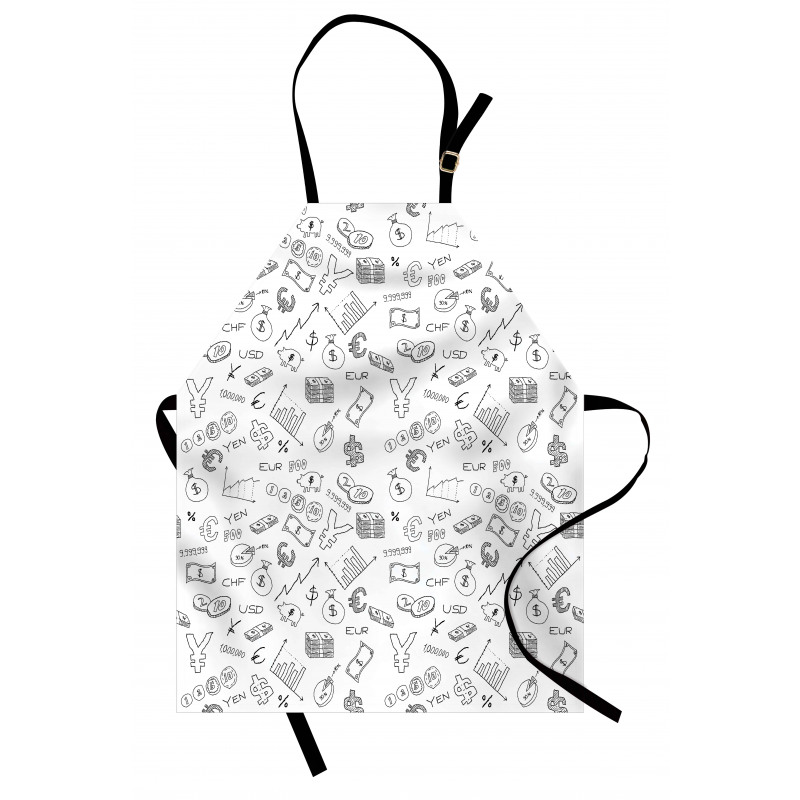 Monochrome Dollar Doodle Apron