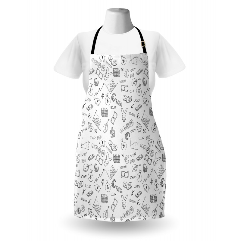 Monochrome Dollar Doodle Apron