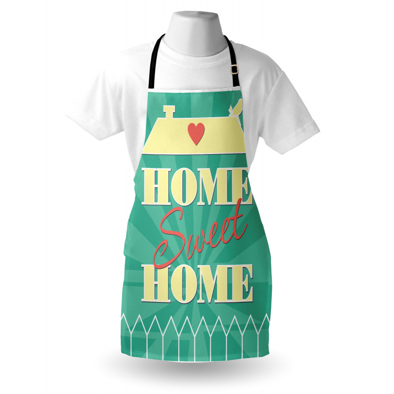 Yazı Mutfak Önlüğü Çatı Altında Ev Sevgisi Temalı Mesajlı Görsel