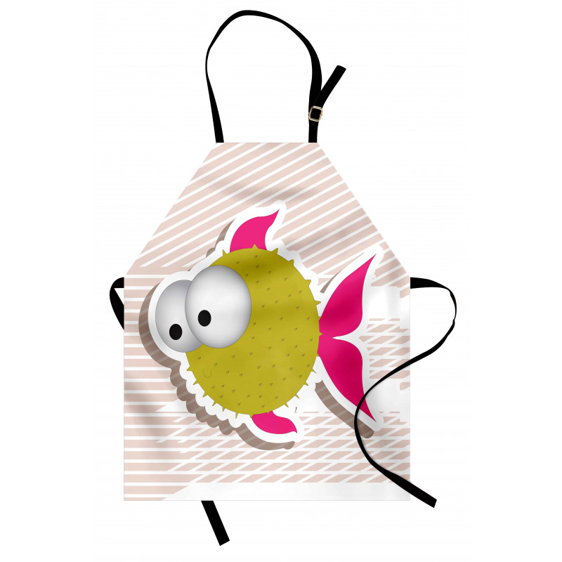 Comical Blowfish Huge Eyes Apron