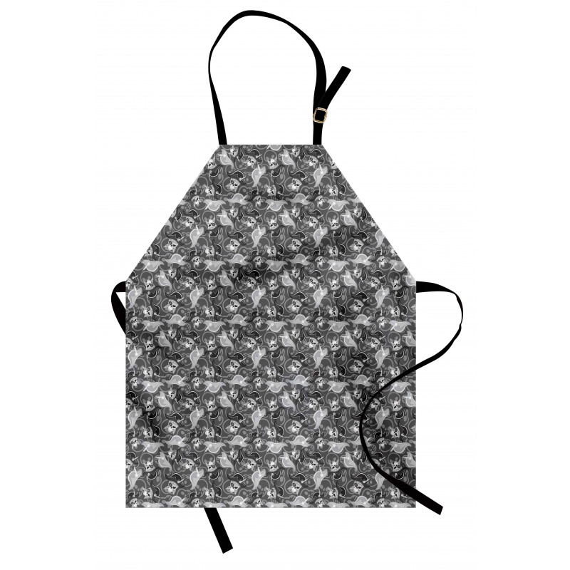 Greyscale Skulls Doodle Apron