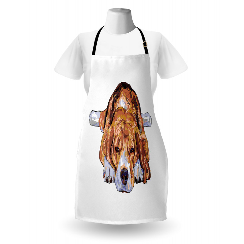 Old Dog Resting Sketch Apron