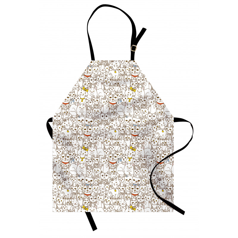 Funny Cat Family Doodle Apron