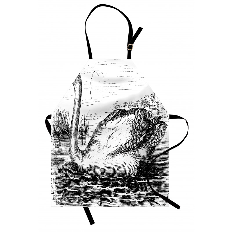 Hand Drawn Swan Design Apron