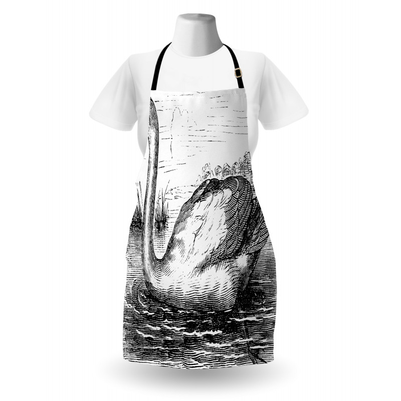 Hand Drawn Swan Design Apron