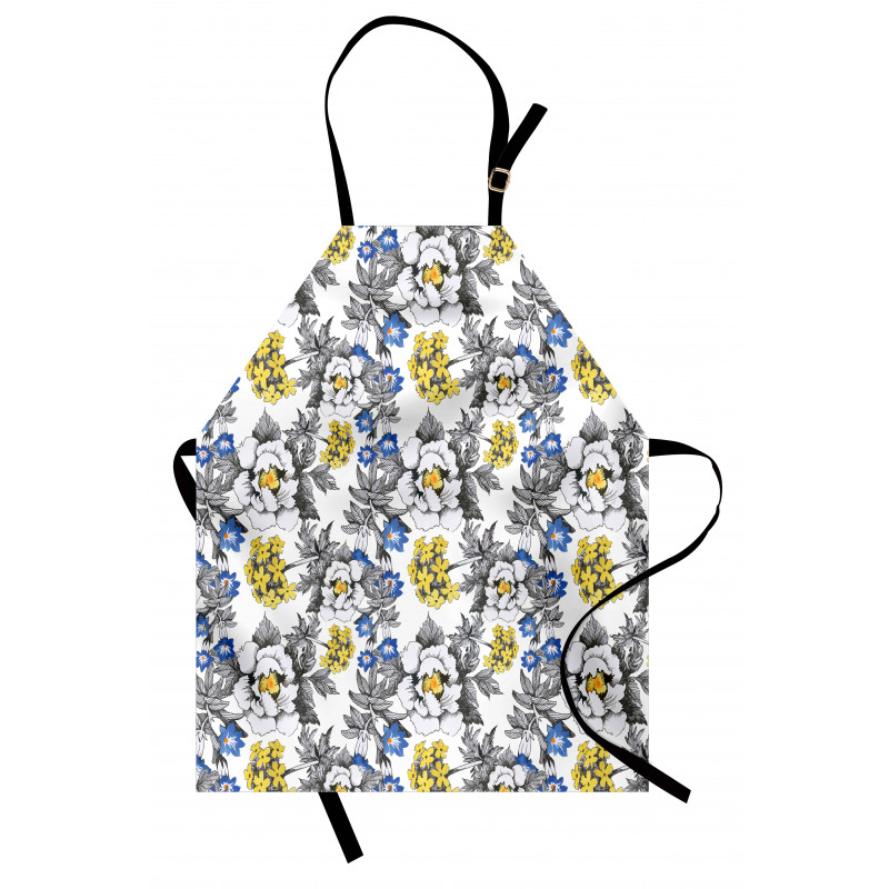 Peony Hydrangea Violets Apron