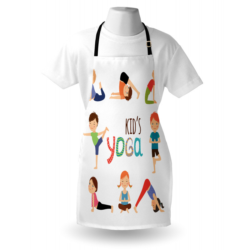 Hint Felsefesi Mutfak Önlüğü Beyaz Fonda Yoga Yapan Çocuklar