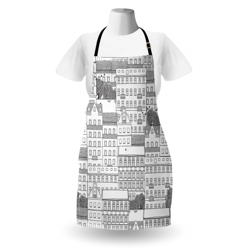 Hand Drawn Houses Town Apron