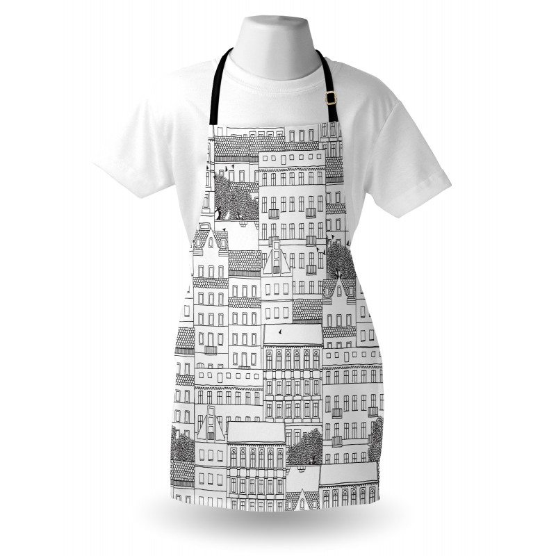 Hand Drawn Houses Town Apron