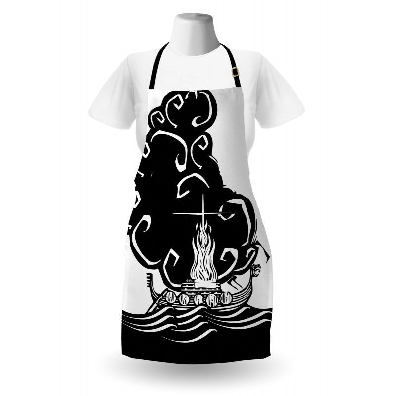 Viking Burning Longboat Apron