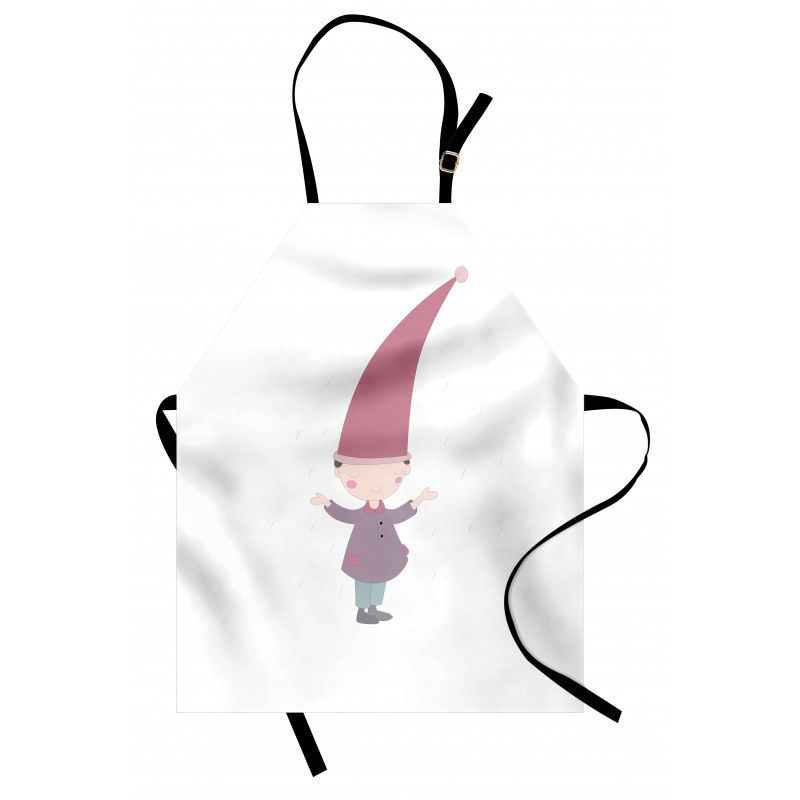 Cartoon Gnome Under Rain Apron