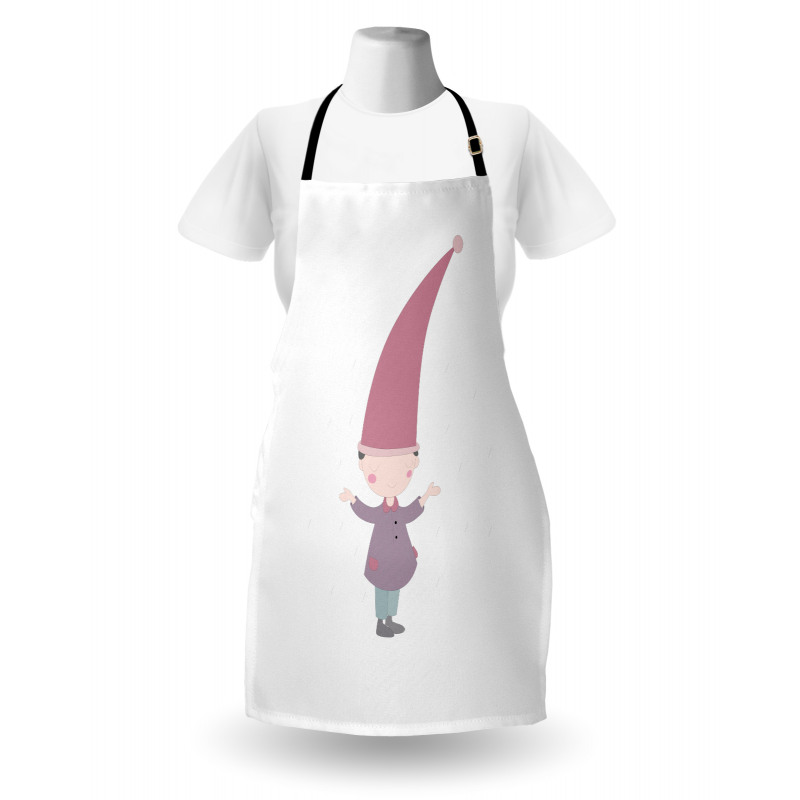 Cartoon Gnome Under Rain Apron