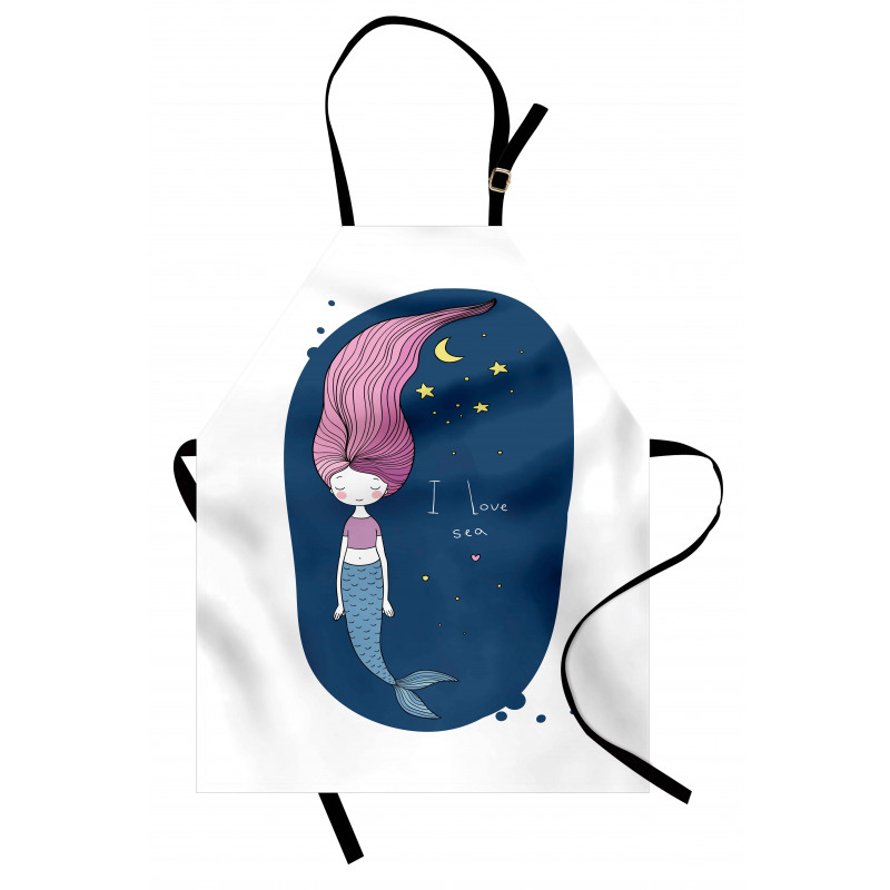 I Love Sea Cartoon Girl Apron