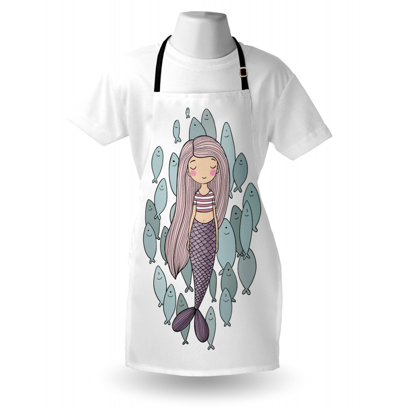 Cartoon Girl with Fish Apron