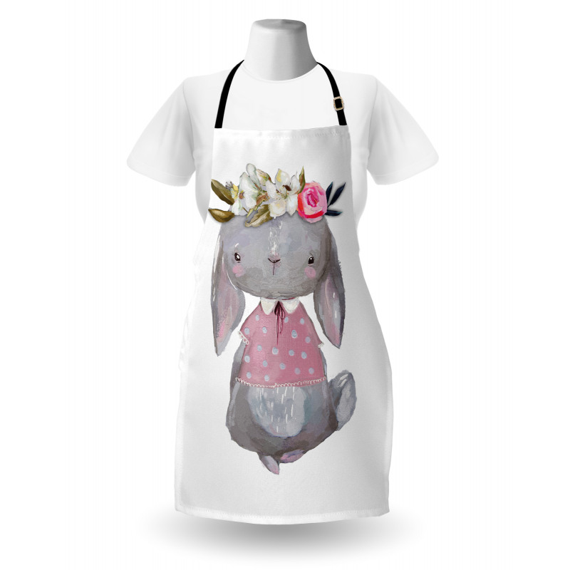 Girl Hare Flowers Art Apron