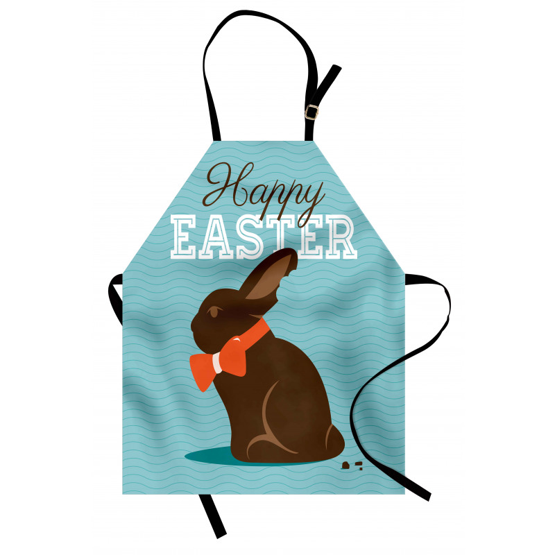 Paskalya Mutfak Önlüğü Papyonlu Tavşan ve Mutlu Bayram Dileği
