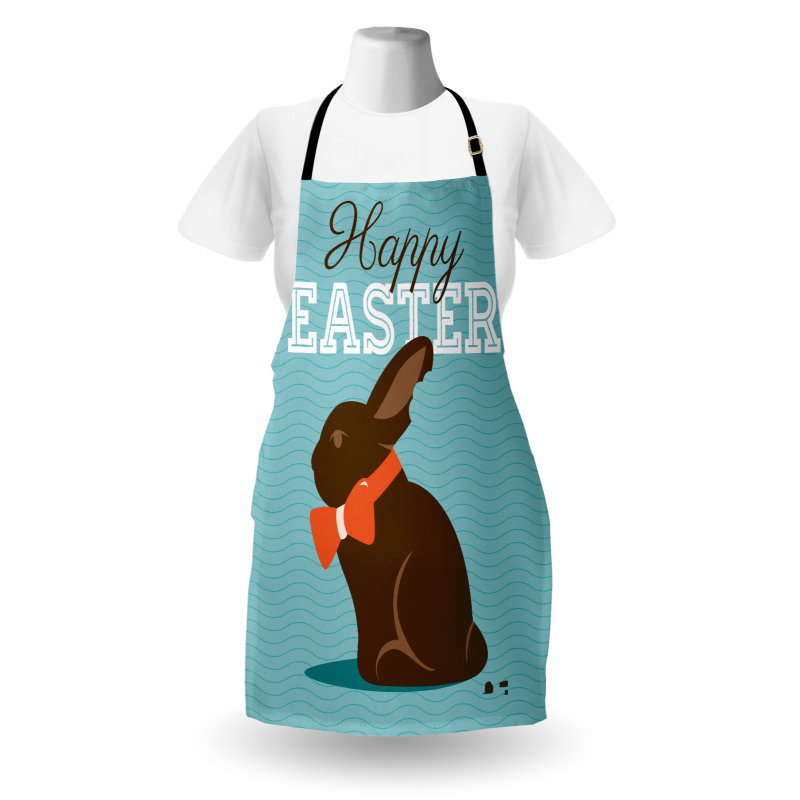Paskalya Mutfak Önlüğü Papyonlu Tavşan ve Mutlu Bayram Dileği