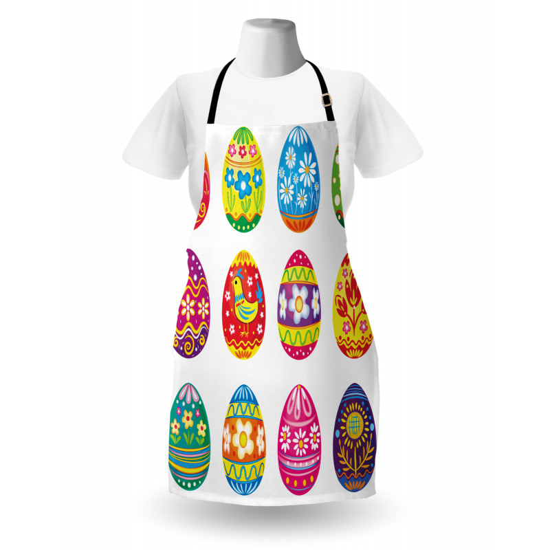 Colorful Eggs Flowers Apron