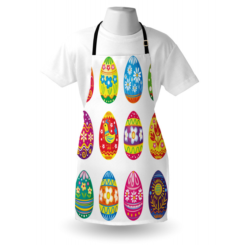 Colorful Eggs Flowers Apron