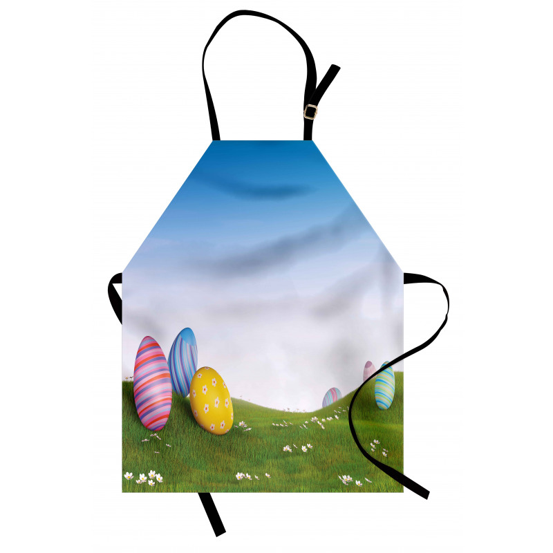 Paskalya Mutfak Önlüğü Tarlada Süslenmiş Boyalı Yumurtalar Model
