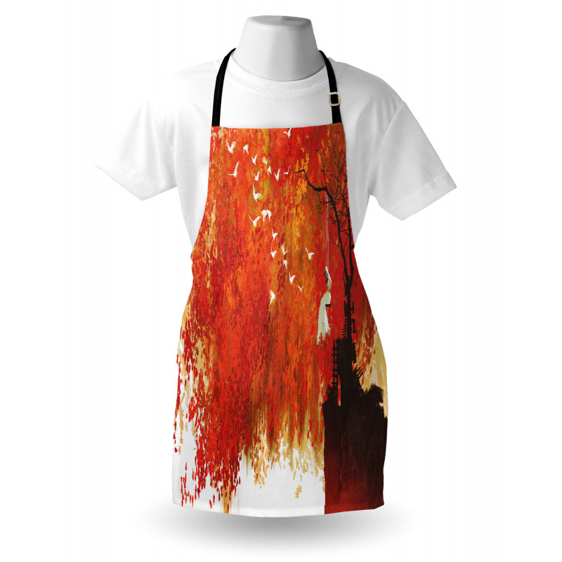 Woman in White on Swing Apron