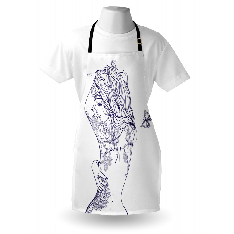 Woman Floral Botanical Art Apron