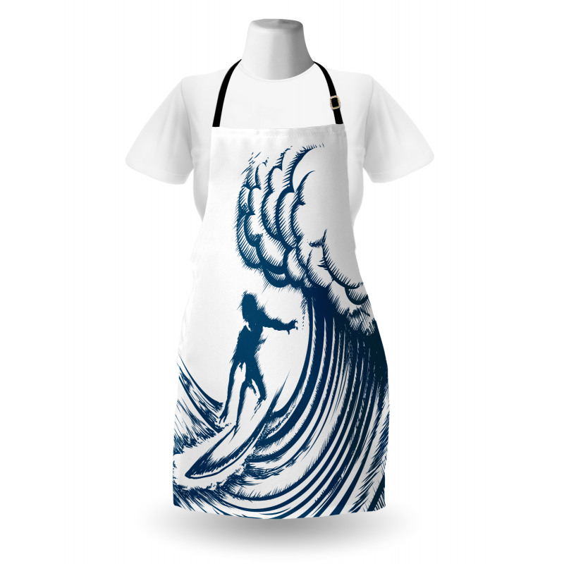 Riding a Big Wave Art Apron