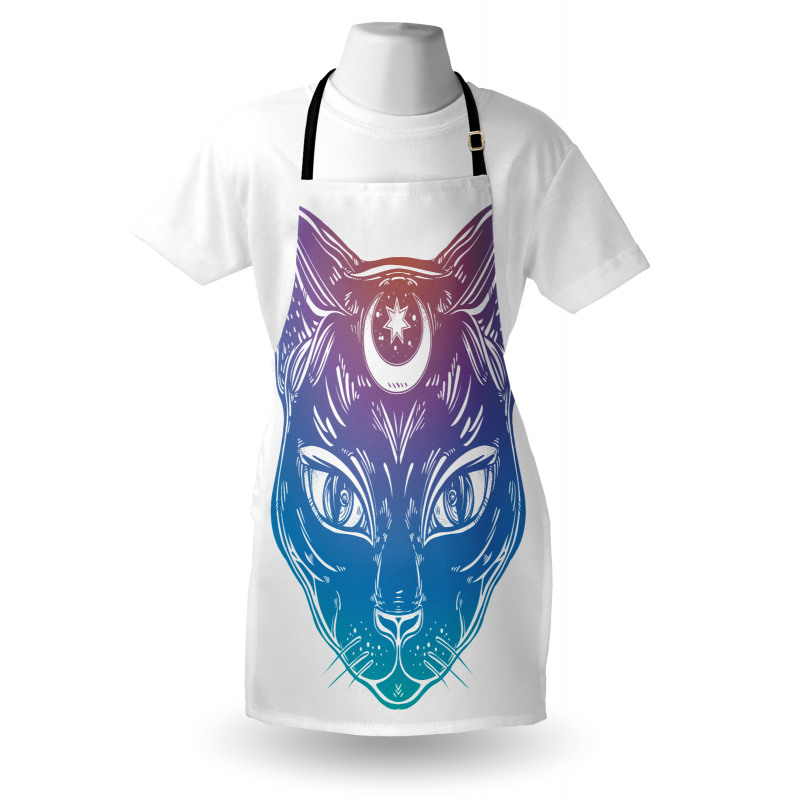 Cat Head Moon and Star Apron