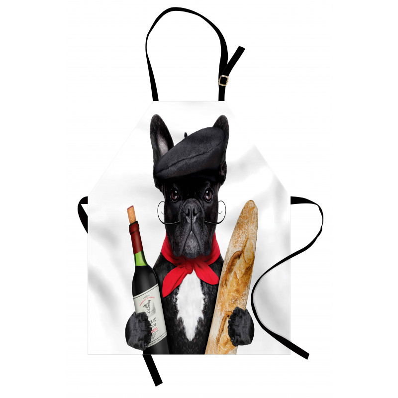 French Dog Red Wine Apron