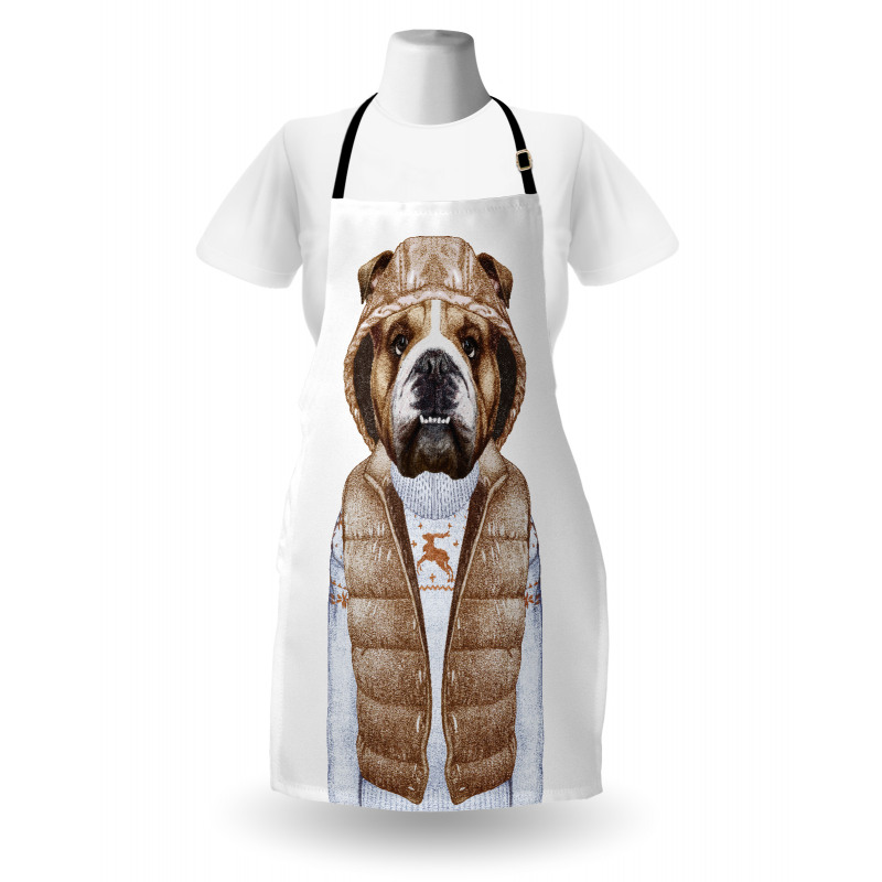 Puppy in a down Vest Apron