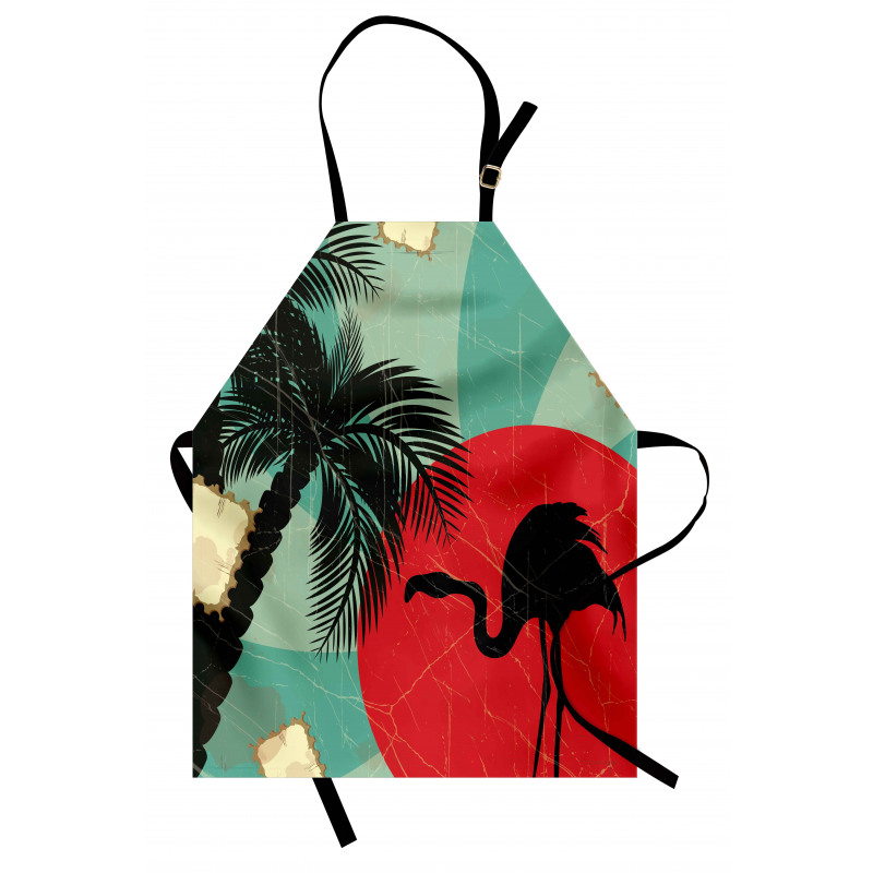 Grunge Flamingo Palm Apron