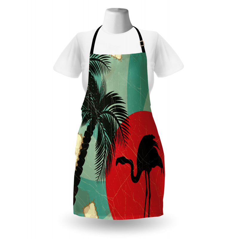 Grunge Flamingo Palm Apron