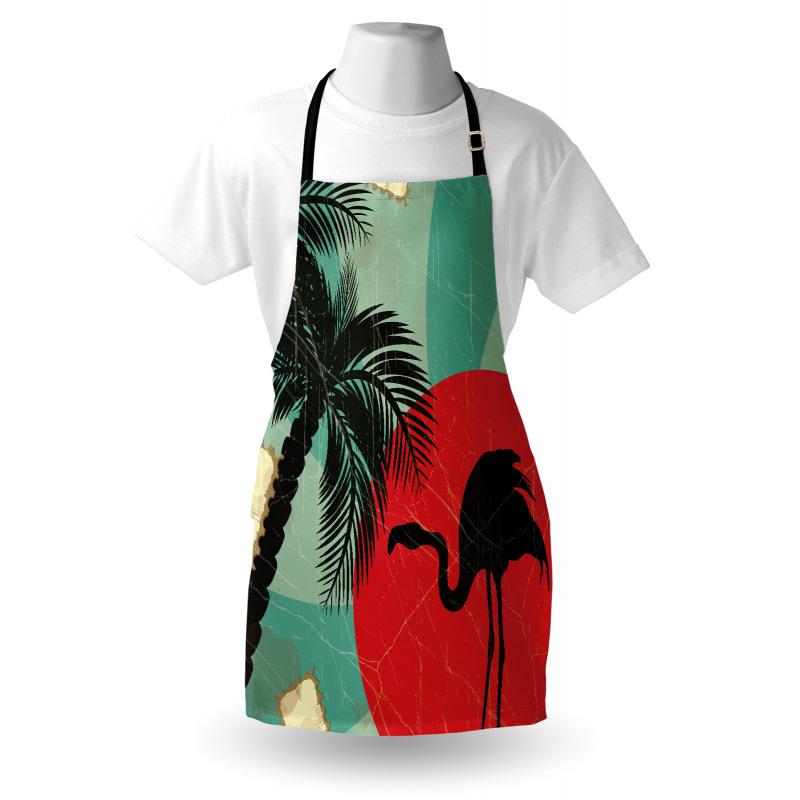 Grunge Flamingo Palm Apron