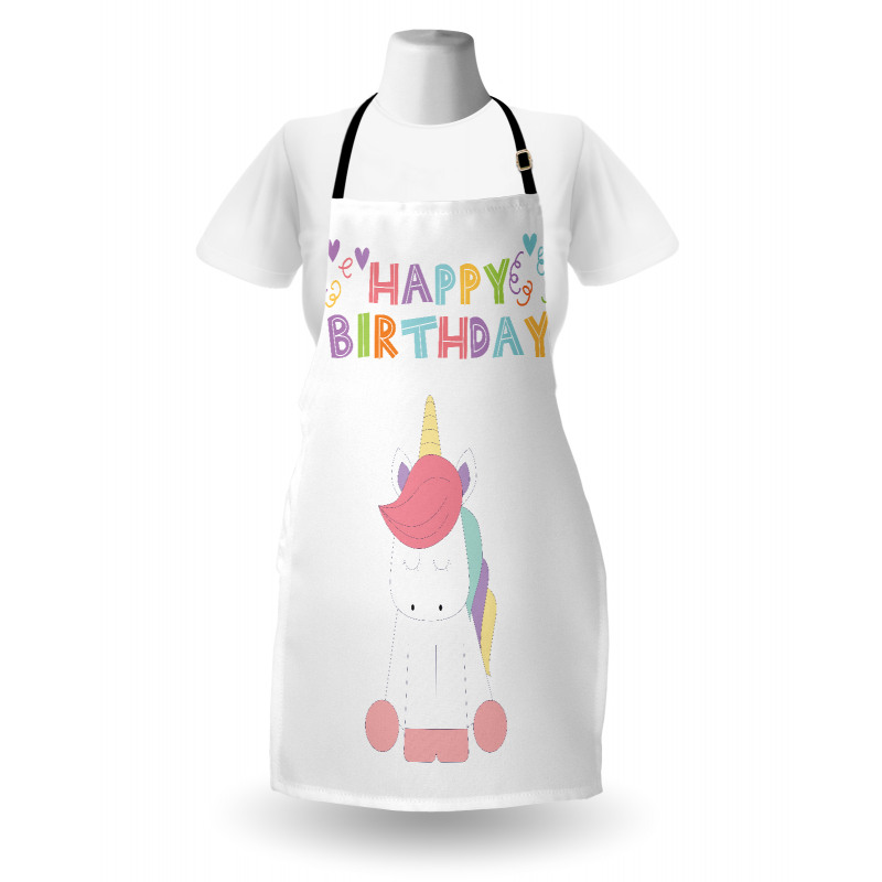 Doğum Günü  Mutfak Önlüğü Özel Kutlama Yazılı Unicorn Kalpli