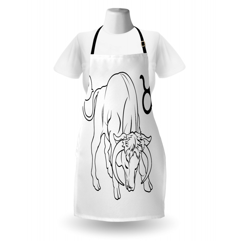 Hand Drawn Bull Apron