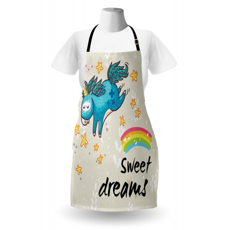 İyi Geceler Mutfak Önlüğü Unicorn ile Tatlı Rüyalar Yazısı Model
